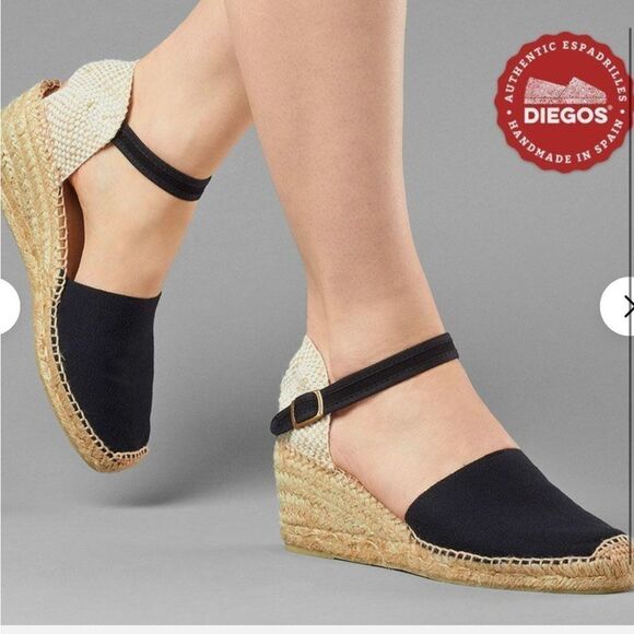 Diegos® Authentic black Carmen high wedge espadrilles | Hand made in Spain - Picture 1 of 11